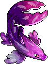 A shiny purple pixel fish.