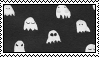 black background with little white cartoon ghosts